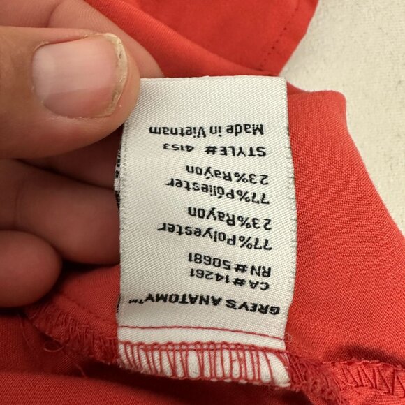 Greys Anatomy By Barco Womens Scrub Top Size M Red Polyester/Rayon - Picture 5 of 6